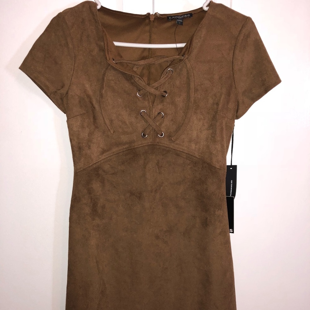 A suede brown short dress never been worn